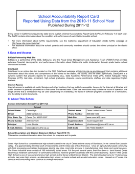 School Accountability Report Card Reported Using Data from the 2010-11 School Year Published During 2011-12