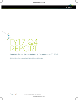 FY17 Q4 REPORT Quarterly Report for the Period July 1 – September 30, 2017