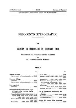 Resoconto Stenografico Seduta Di Mercoledì 28