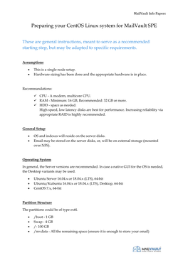 Preparing Your Centos Linux System for Mailvault SPE