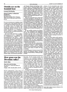 Outside Eye on the Hominid Beat How Green Was the Devonian Valley?