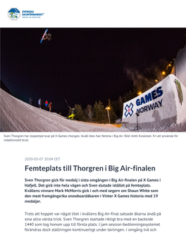 Femteplats Till Thorgren I Big Air-Finalen