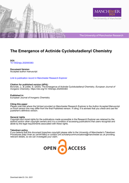 The Emergence of Actinide Cyclobutadienyl Chemistry