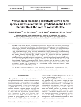 Variation in Bleaching Sensitivity of Two Coral Species Across a Latitudinal Gradient on the Great Barrier Reef: the Role of Zooxanthellae