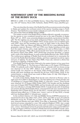 Northwest Limit of the Breeding Range of the Ruddy Duck Bryce C