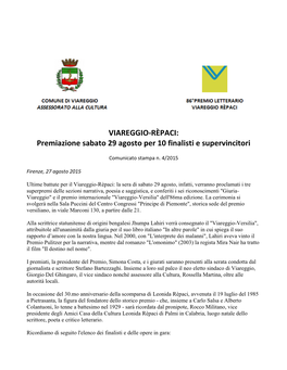 Comunicato Stampa N. 4/2015