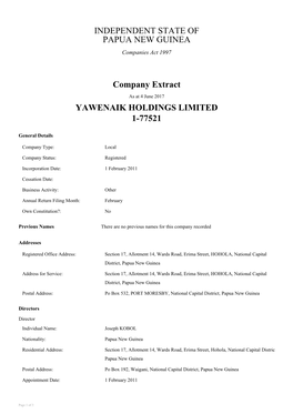 Yawenaik Holdings Limited 1-77521