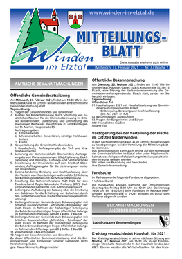 MITTEILUNGS- BLATT Diese Ausgabe Erscheint Auch Online Mittwoch, 17