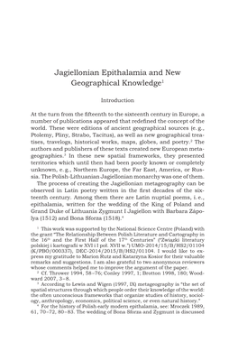 Jagiellonian Epithalamia and New Geographical Knowledge