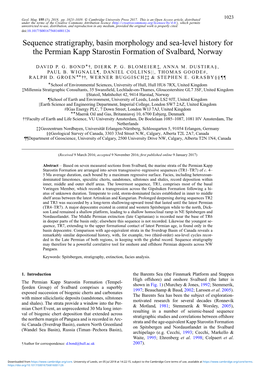 Sequence Stratigraphy, Basin Morphology and Sea-Level History for the Permian Kapp Starostin Formation of Svalbard, Norway