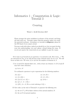 Informatics 1 - Computation & Logic: Tutorial 3