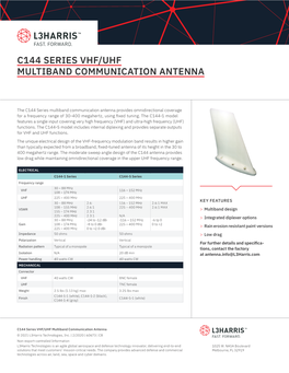 L3harris C144 Series UHF/VHF Multiband Communication Antenna