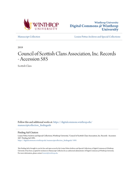 Council of Scottish Clans Association, Inc. Records - Accession 585 Scottish Clans