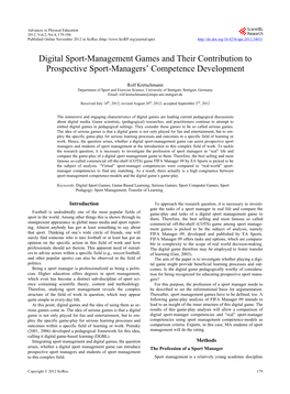 Digital Sport-Management Games and Their Contribution to Prospective Sport-Managers’ Competence Development