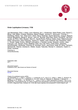 Order Lepidoptera Linnaeus, 1758. In: Zhang, Z.-Q. (Ed.) Animal Biodiversity: an Outline of Higher-Level Classification and Survey of Taxonomic Richness”