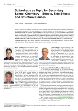 Sulfa-Drugs As Topic for Secondary School Chemistry – Effects, Side Effects and Structural Causes