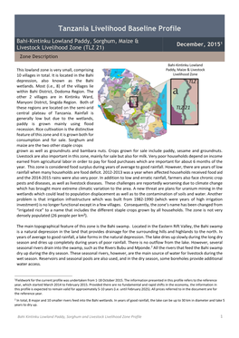 Tanzania Livelihood Baseline Profile