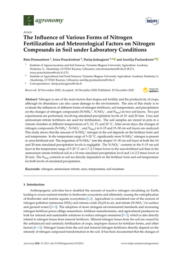 The Influence of Various Forms of Nitrogen Fertilization And