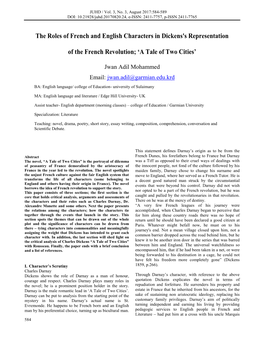 The Roles of French and English Characters in Dickens's Representation of the French Revolution