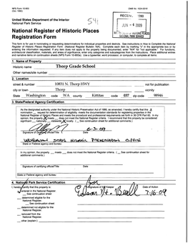 National Register of Historic Places Continuation Sheet - THORP GRADE SCHOOL KITTITAS COUNTY, WASHINGTON