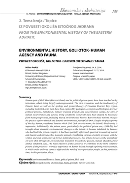 Environmental History, Goli Otok-Human Agency and Fauna