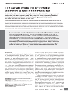 IRF4 Instructs Effector Treg Differentiation and Immune Suppression in Human Cancer