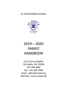 2019 – 2020 Family Handbook