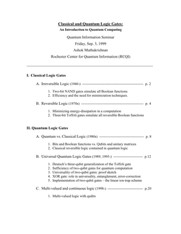 Classical and Quantum Logic Gates: an Introduction to Quantum Computing