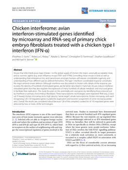 Chicken Interferome: Avian Interferon-Stimulated Genes Identified by Microarray and RNA-Seq of Primary Chick Embryo Fibroblasts