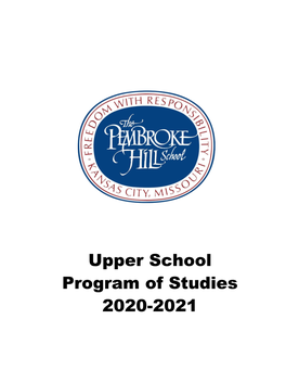 Upper School Program of Studies 2020-2021