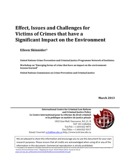 Effect, Issues and Challenges for Victims of Crimes That Have a Significant Impact on the Environment