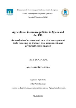 Agricultural Insurance Policies in Spain and The