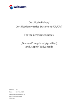 CP/CPS) for the Certificate Classes „Diamant“ (Regulated/Qualified