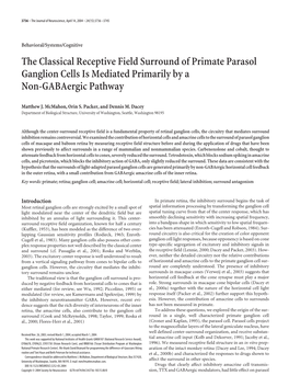 The Classical Receptive Field Surround of Primate Parasol Ganglion Cells Is Mediated Primarily by a Non-Gabaergic Pathway