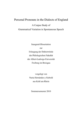 Personal Pronouns in the Dialects of England