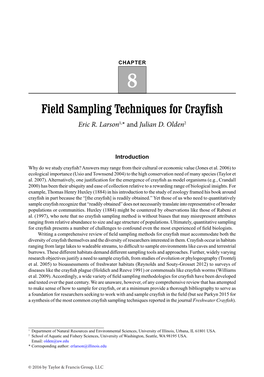 Field Sampling Techniques for Crayfish Eric R