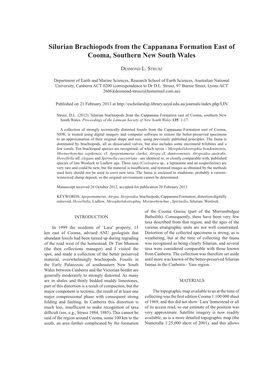Silurian Brachiopods from the Cappanana Formation East of Cooma, Southern New South Wales