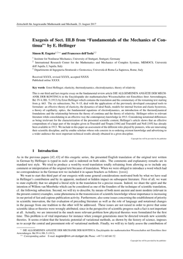 “Fundamentals of the Mechanics of Con- Tinua” by E. Hellinger