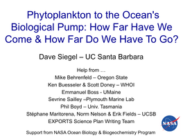 Phytoplankton to the Ocean's Biological Pump: How Far Have We Come & How Far Do We Have to Go?