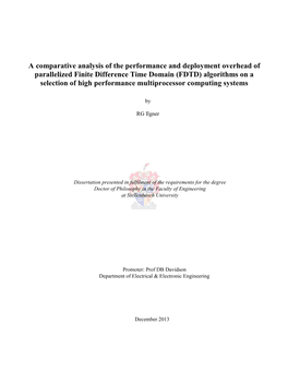 FDTD) Algorithms on a Selection of High Performance Multiprocessor Computing Systems