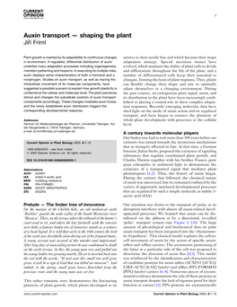 Auxin Transport – Shaping the Plant