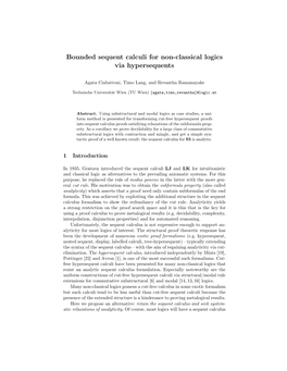 Bounded Sequent Calculi for Non-Classical Logics Via Hypersequents