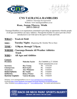 CNS TAURANGA RAMBLERS (Athletics Tauranga Incorporated) Website