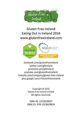 Gluten Free Ireland Eating out in Ireland 2016