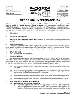 City Council Meeting Agenda