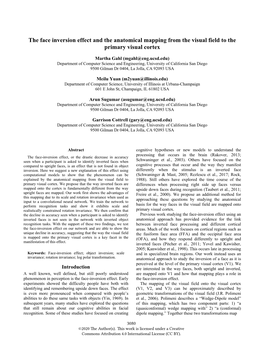 The Face Inversion Effect and the Anatomical Mapping from the Visual Field to the Primary Visual Cortex