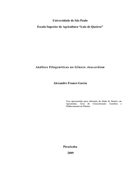 Análises Filogenéticas No Gênero Anacardium A