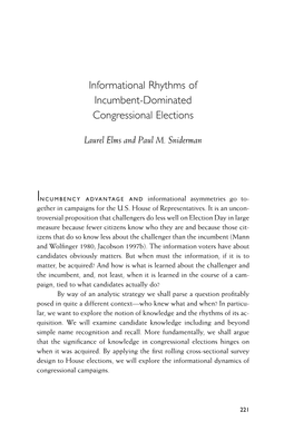 Informational Rhythms of Incumbent-Dominated Congressional Elections