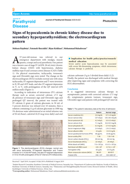 Signs of Hypocalcemia in Chronic Kidney Disease Due to Secondary Hyperparathyroidism; the Electrocardiogram Pattern