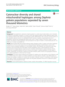 Cytonuclear Diversity and Shared Mitochondrial Haplotypes Among